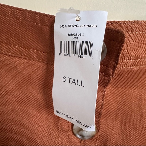 NWT Banana Republic size 6 Tall Linen Blend Button Up Pencil Skirt Rust Brown 6T - Picture 4 of 6